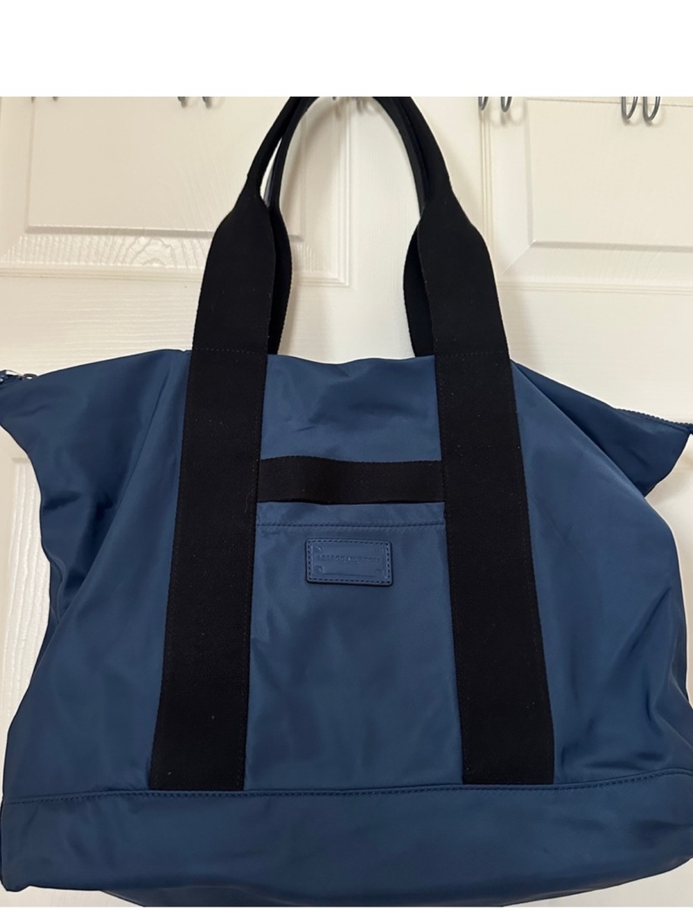 REBECCA MINKOFF North South Nylon Satin Tote Bag Navy/ Black - Picture 5 of 12